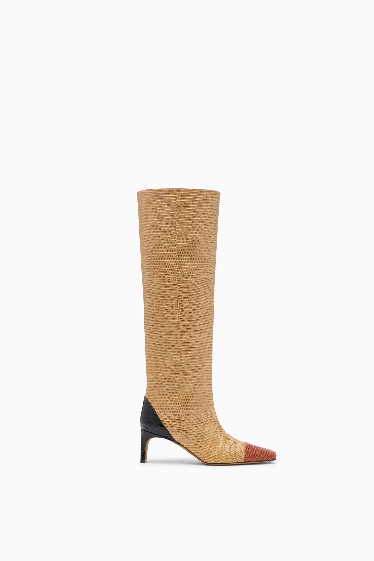 Ulla Johnson Carlyle Botte haute cuir Bisque talon 60mm