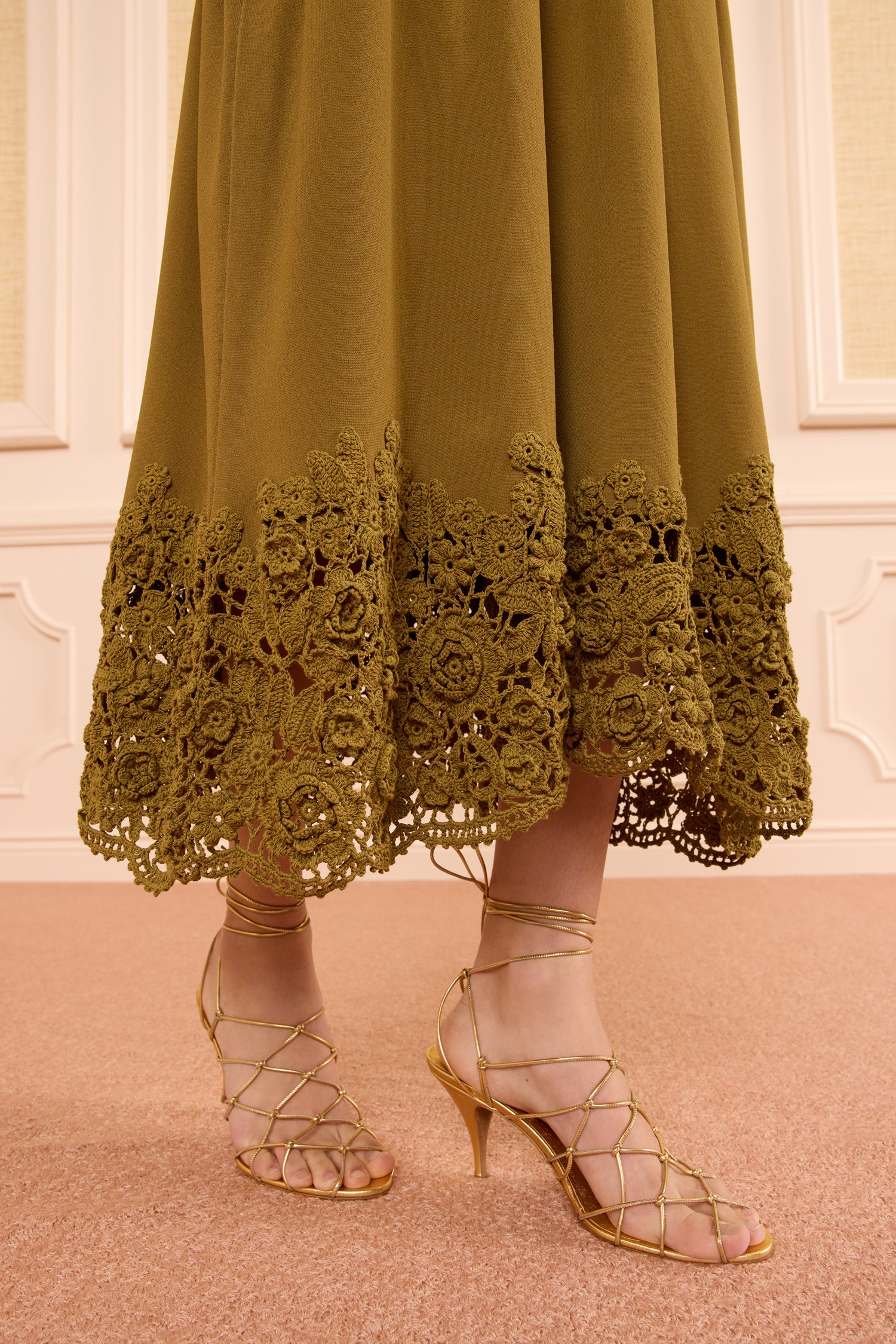 Ulla Johnson Leona jupe midi Loden crochet vert