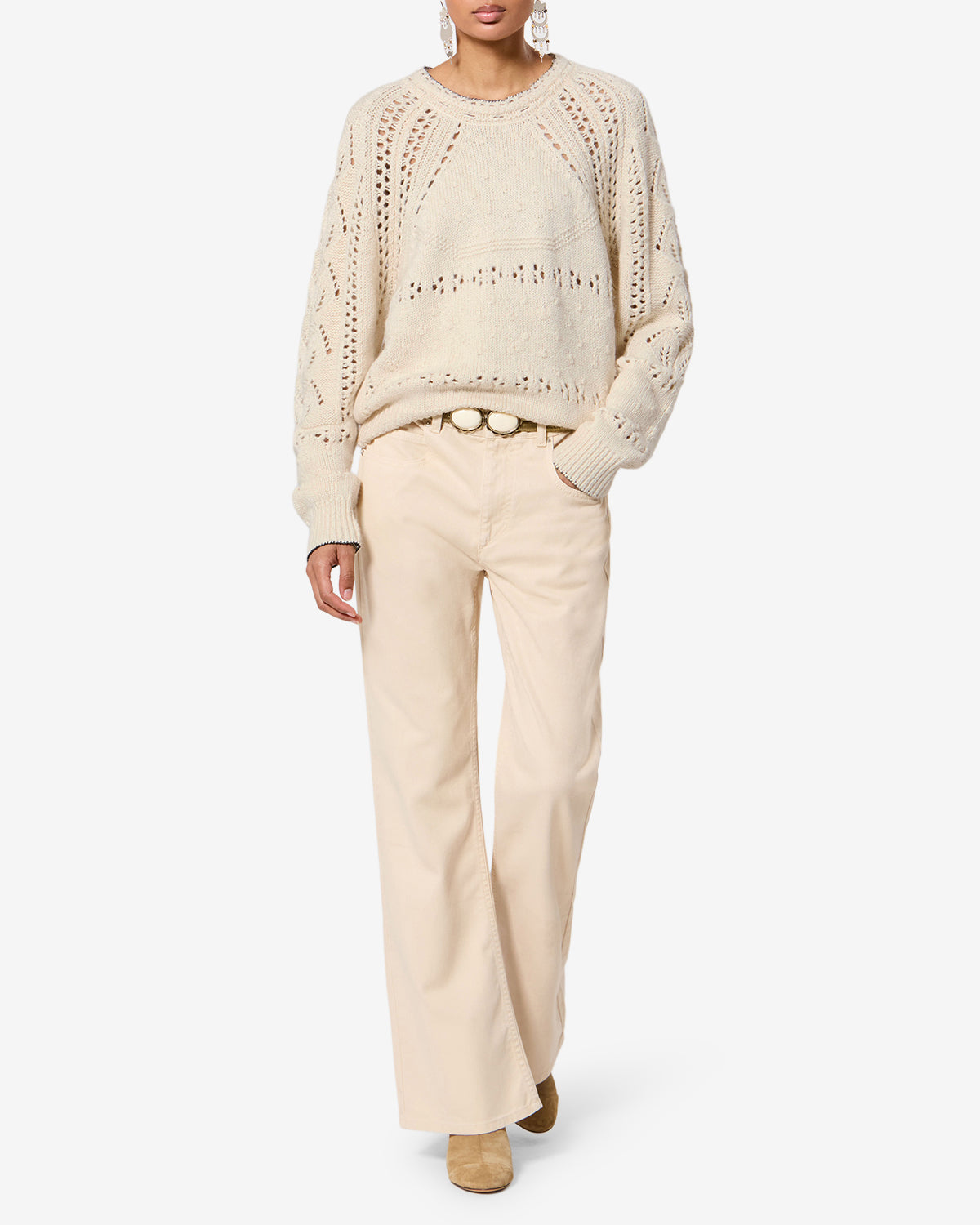 Isabel Marant Luce pull laine écru ajouré