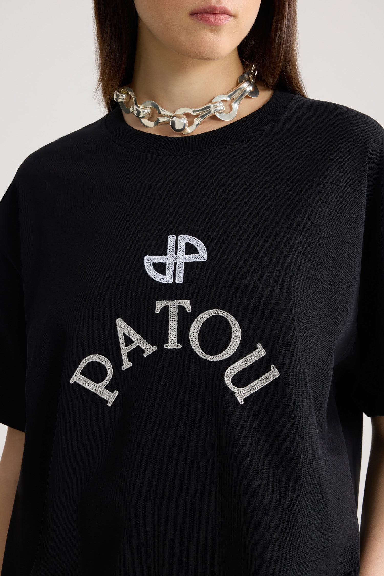 Patou P26JE2059990999B t-shirt oversize noir coton bio