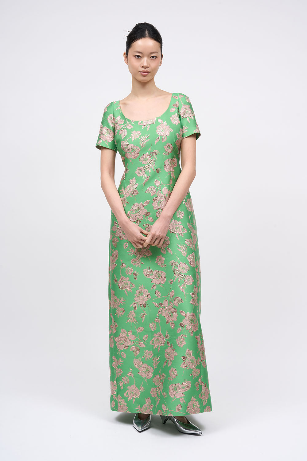 PAUL & JOE OKSANA robe longue jacquard floral vert