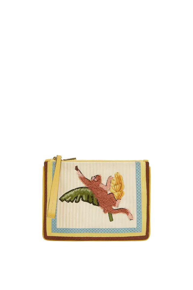 Alemaïs Mokshini Monkey pochette brodée cuir OS