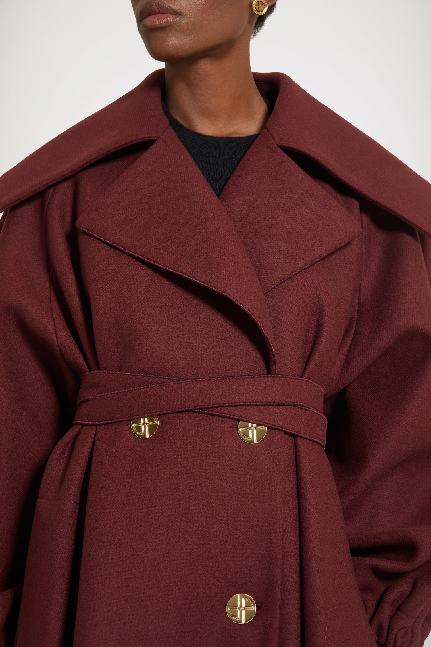 Patou Coats H23CO0160148496B manteau laine ruby wine