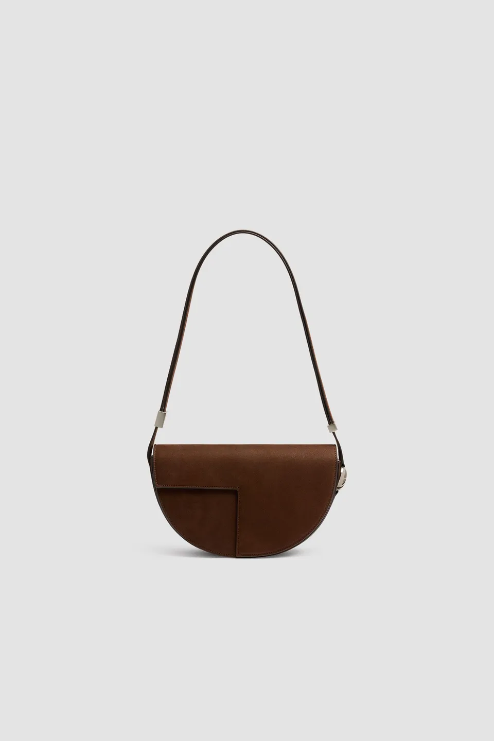Patou BA022 sac nubuck demi-lune marron smoked ebony