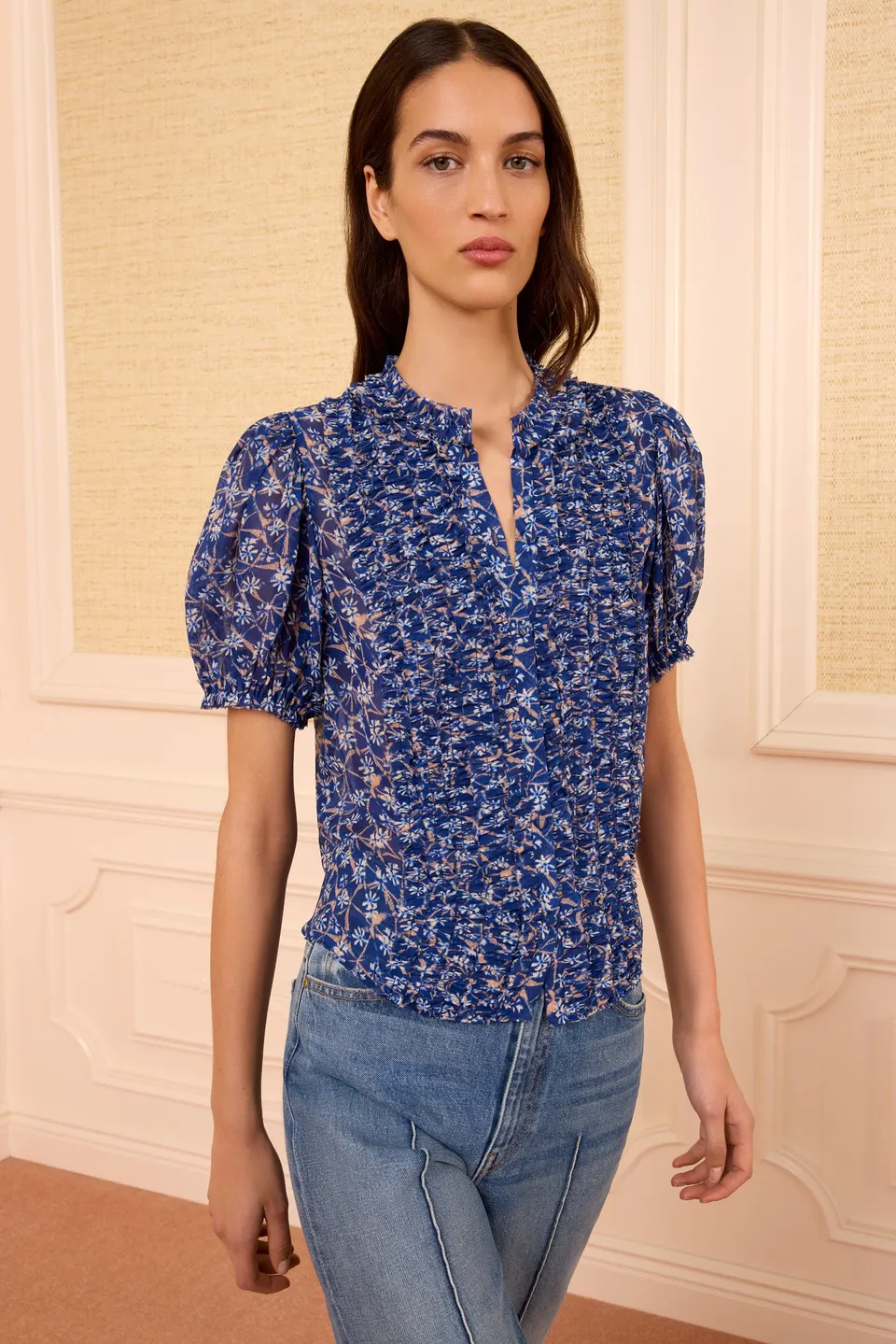 Ulla Johnson Adira AC260222 chemisier soie Dusk fleuri