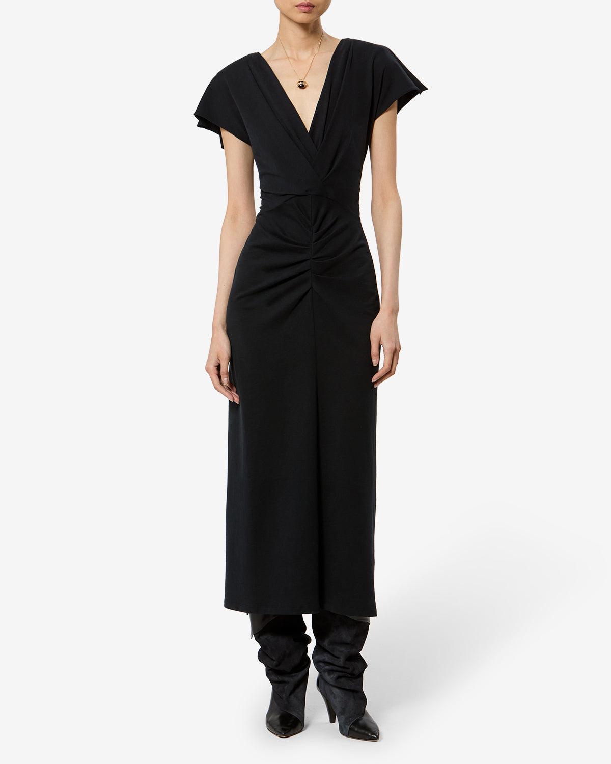 Isabel Marant Nadra RO1174FB robe noire jersey plissé