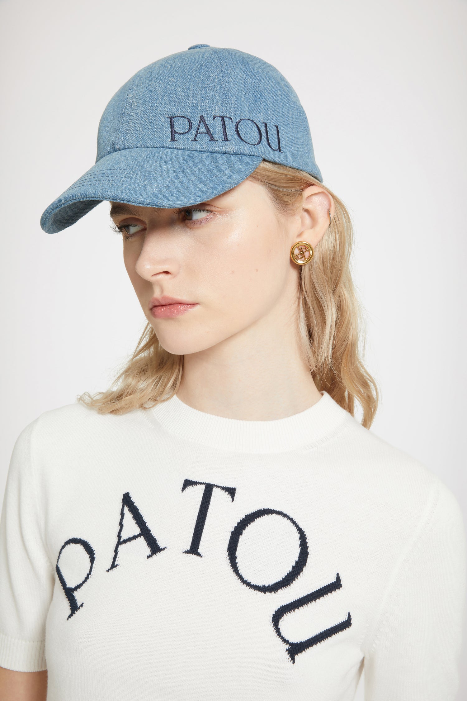 Patou AC056 casquette denim bleu glace coton bio