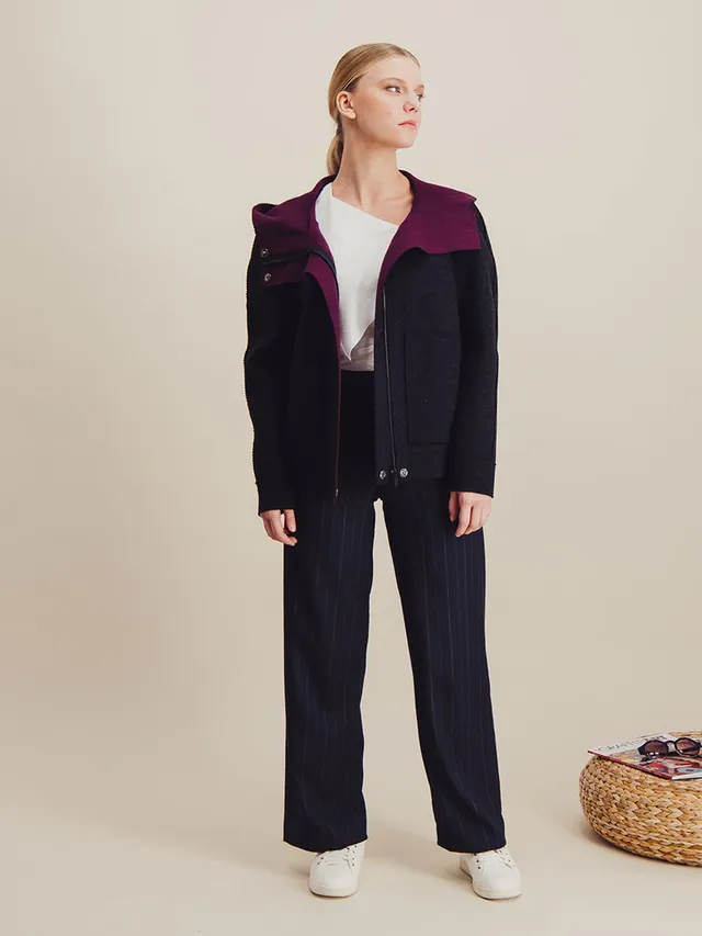 Anahide Saint André Domaru blouson laine réversible prune gris