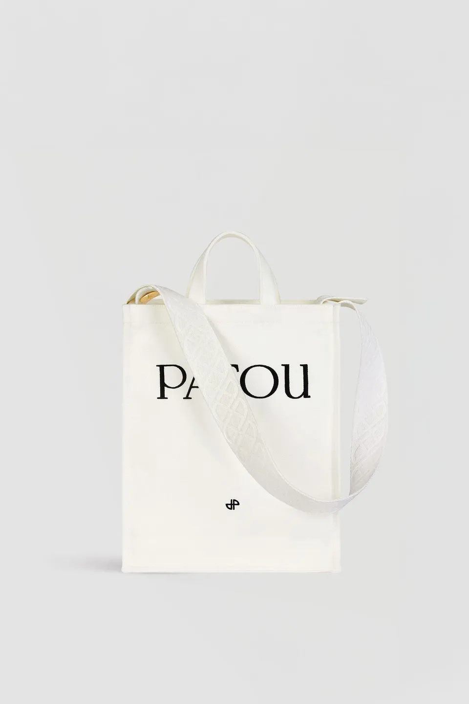 Patou AC062 tote sac toile coton blanc brodé vertical