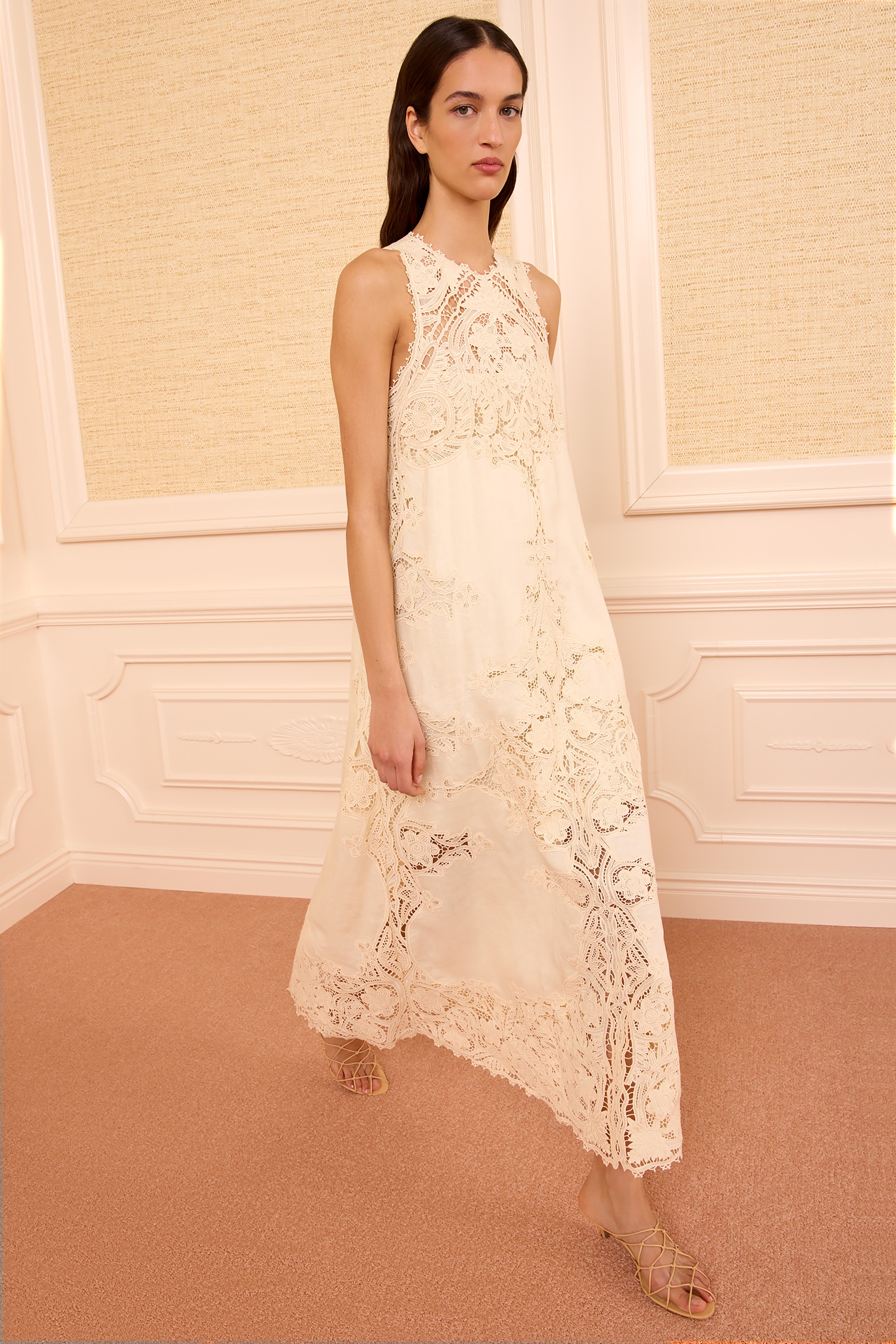 Ulla Johnson Coralite PF260100 robe ivoire lin maxi