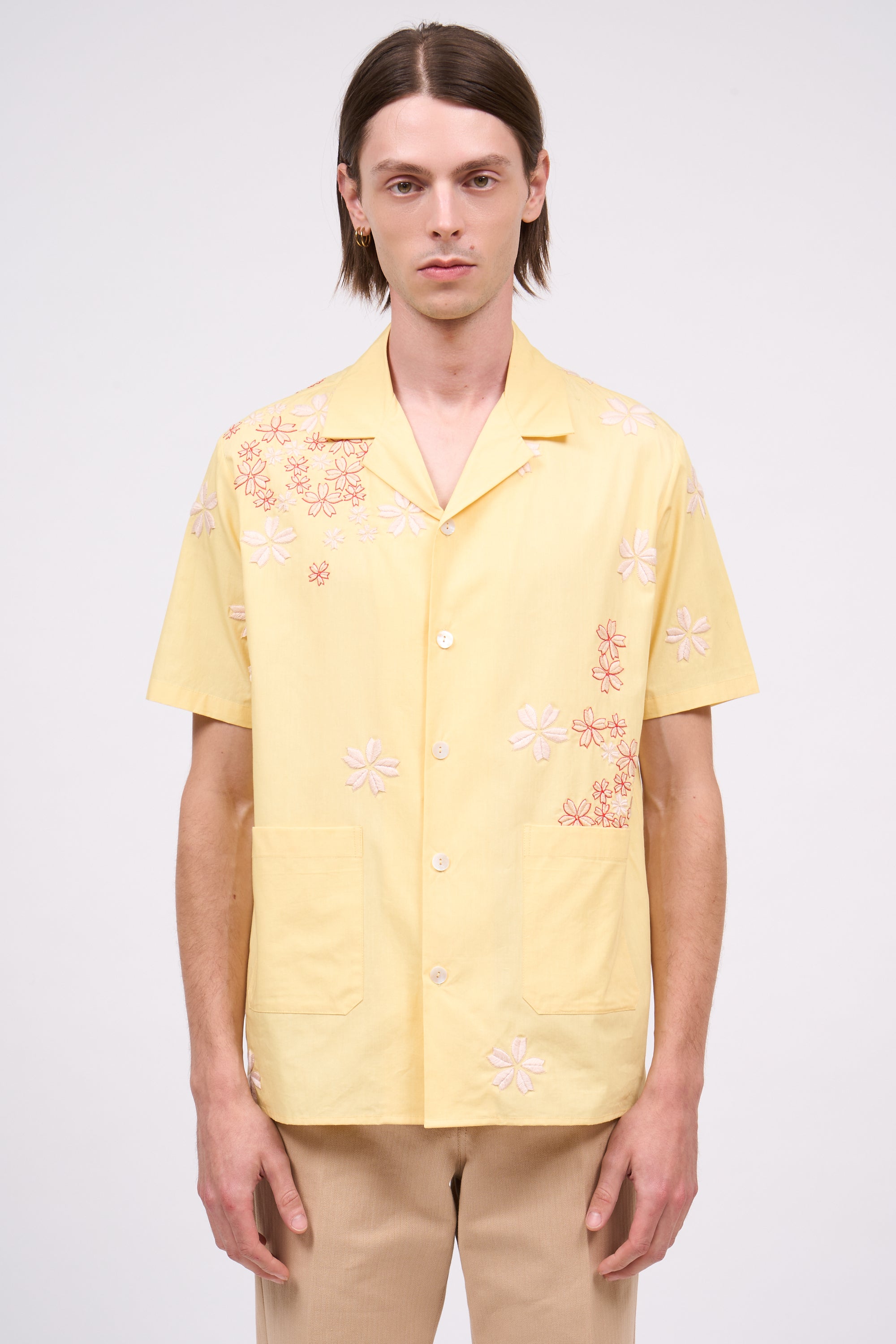 Paul & Joe Barclay chemise manches courtes coton brodé jaune