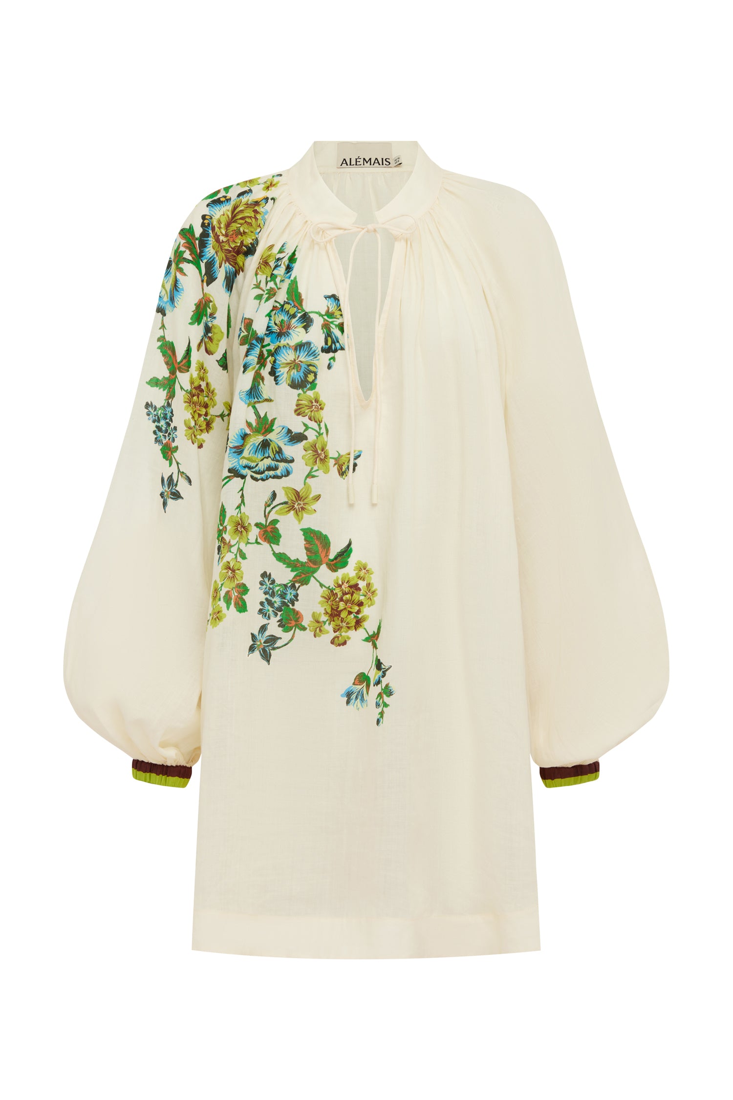 Alemäis Phyllis robe mini tunique ramie à fleurs
