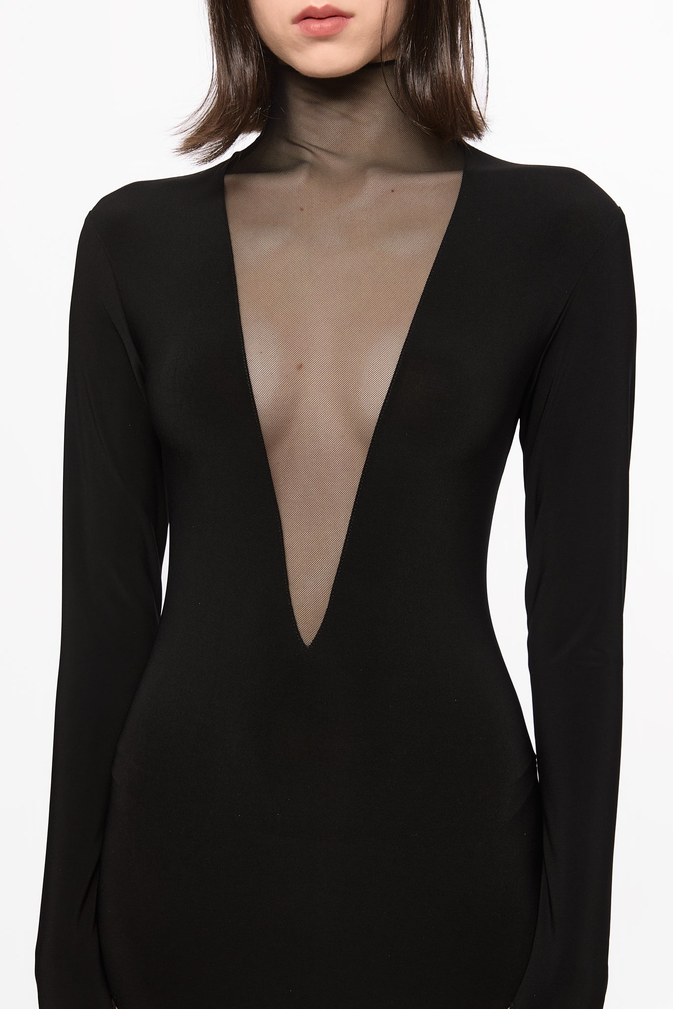 ATU Body Couture robe maxi noire tulle manches longues