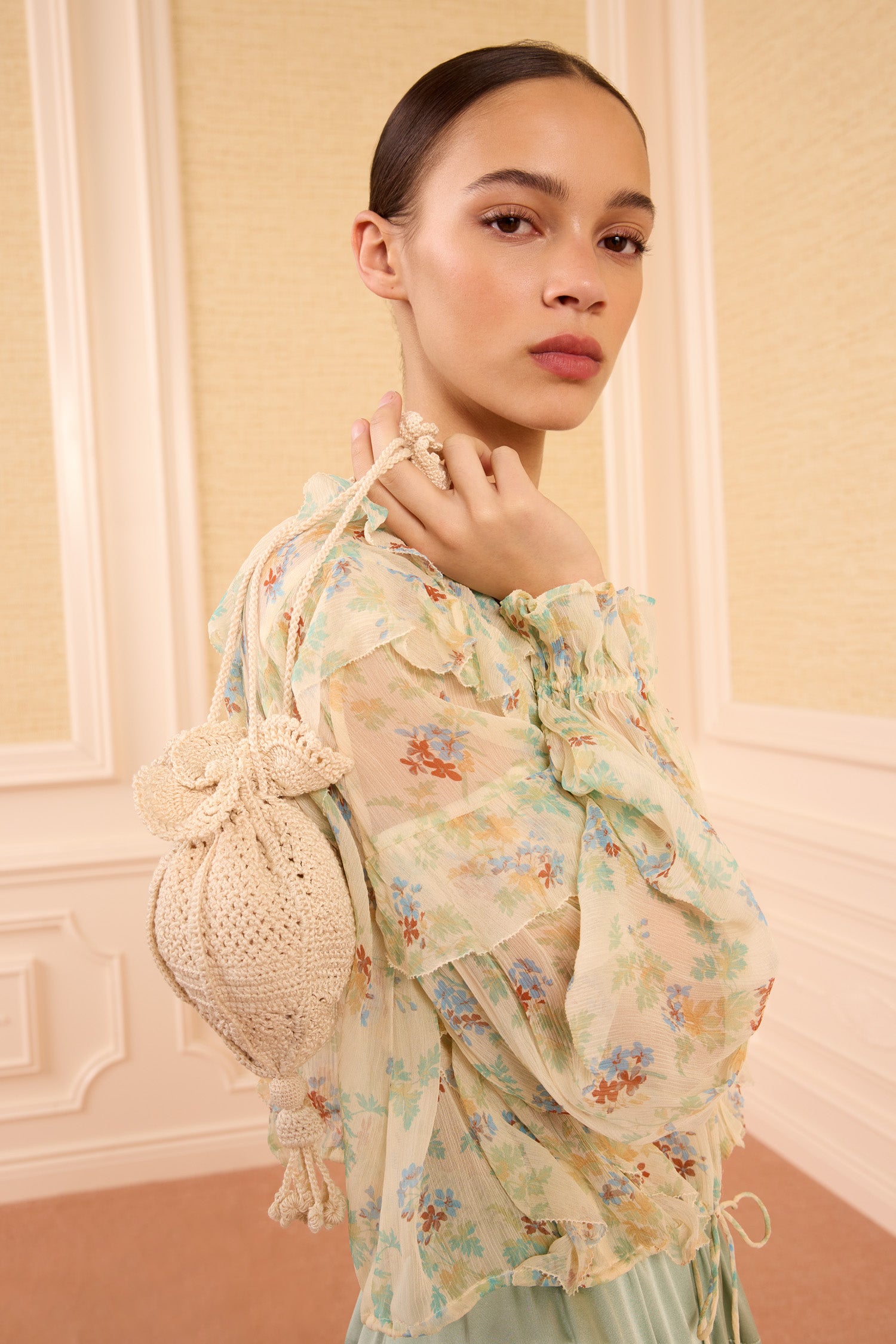 Ulla Johnson Mermaid PF261199 pochette crochet Natural coton