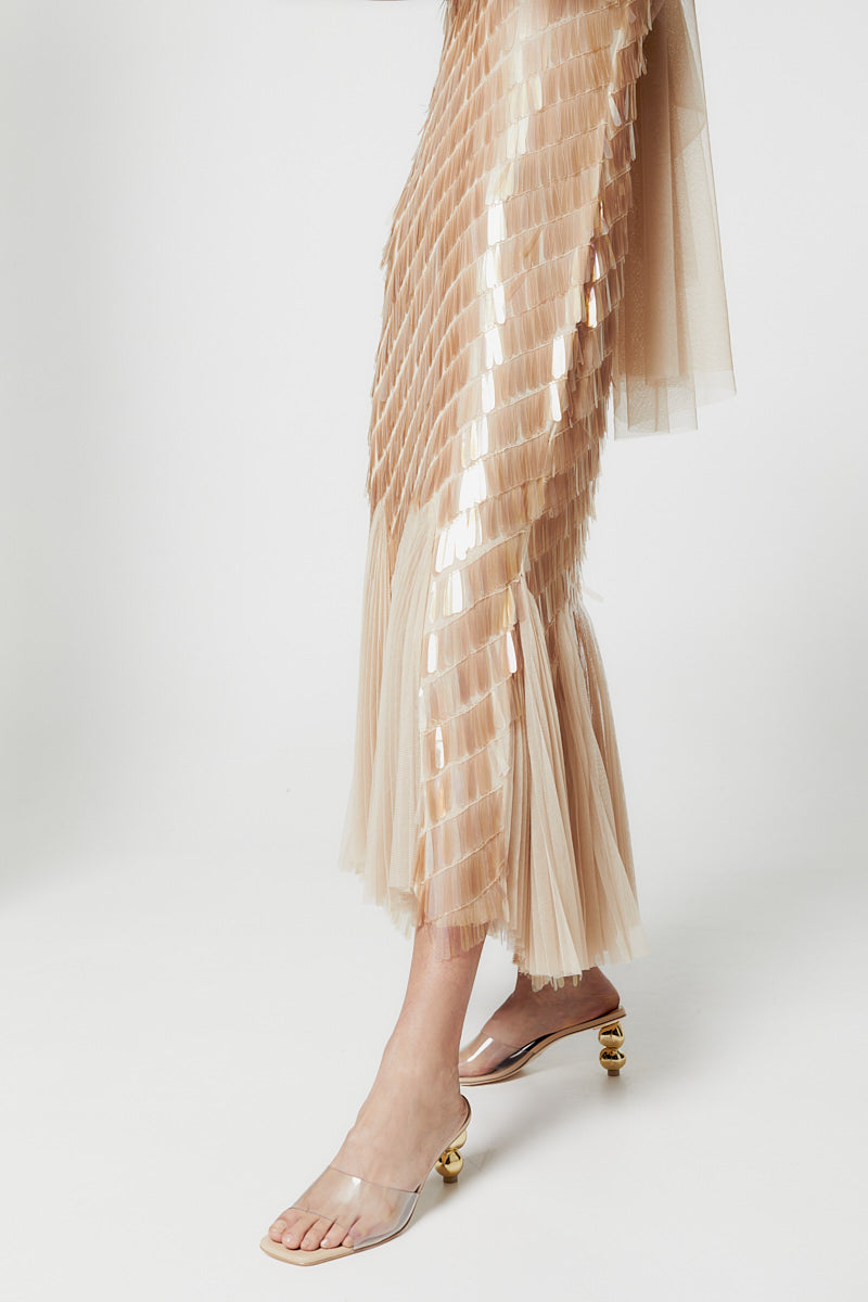 ATU Body Couture Comet robe midi nude sequins taille S