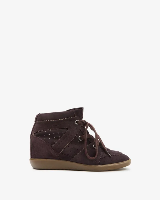 Isabel Marant Bobby baskets chocolat cuir compensées