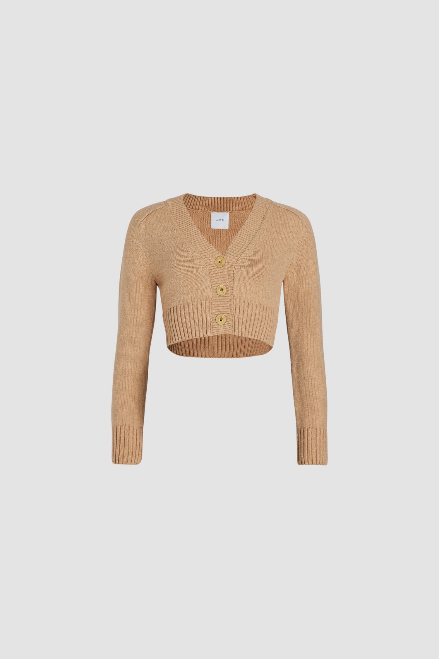 Patou KN203 Cardigan Biscuit Court Laine Cachemire