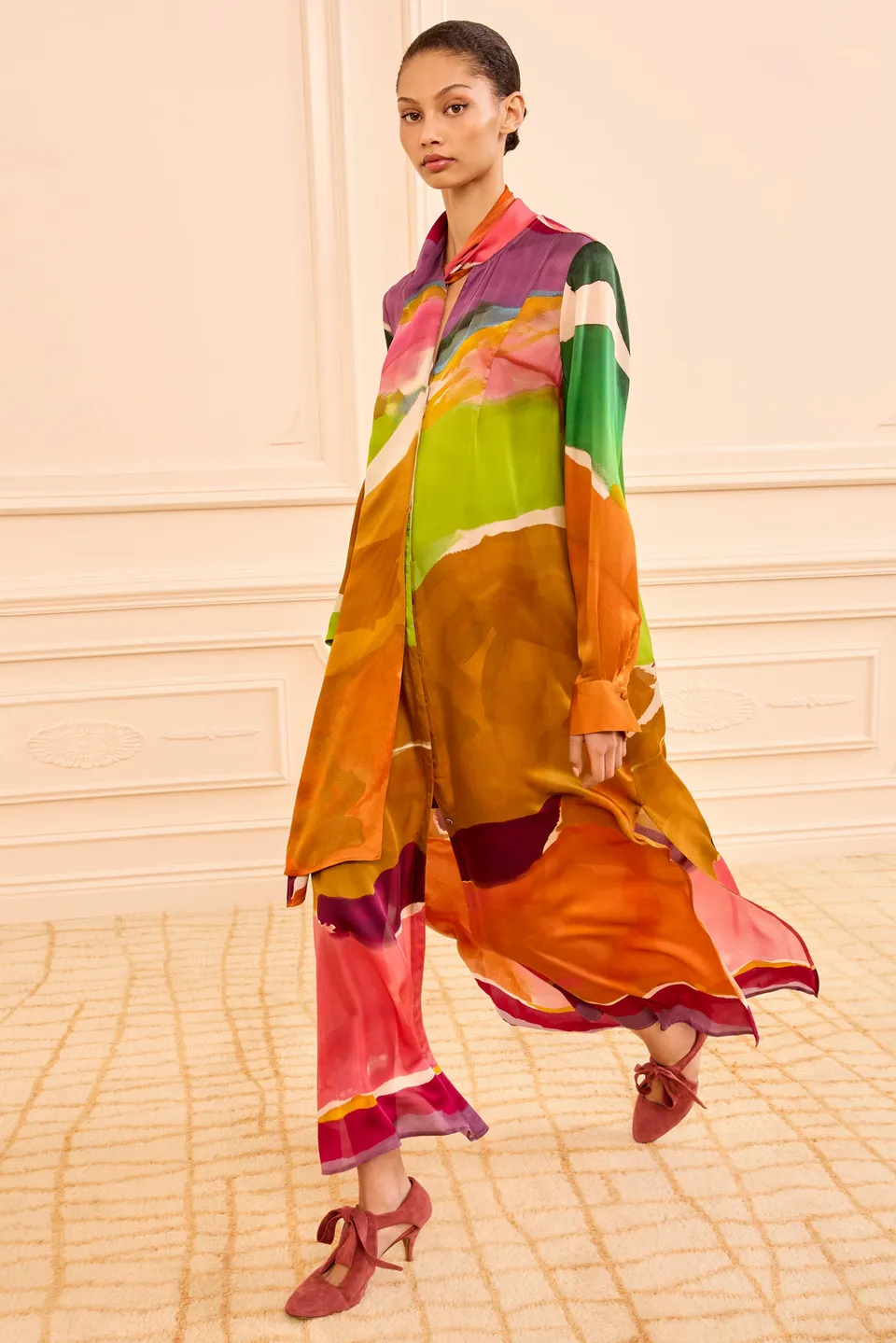 Ulla Johnson Critique robe midi soie satin multicolore
