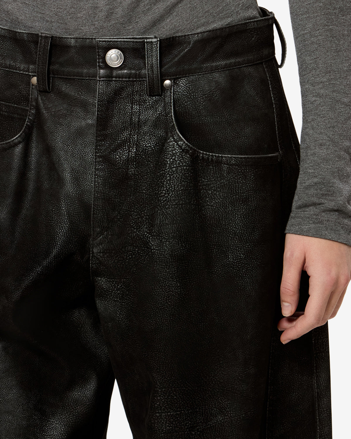 Isabel Marant Belky PA0780FA pantalon barrel noir patiné