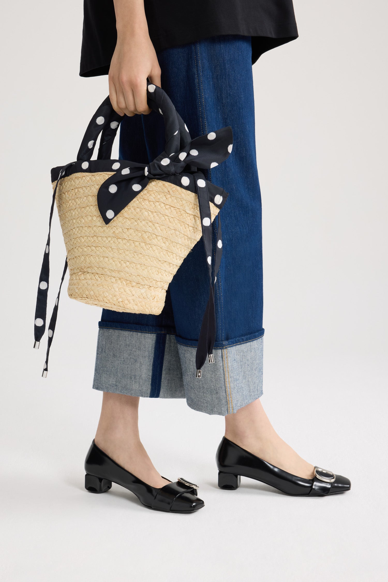 Patou Bags AC130 sac seau raphia tressé Meteorite Blue TU