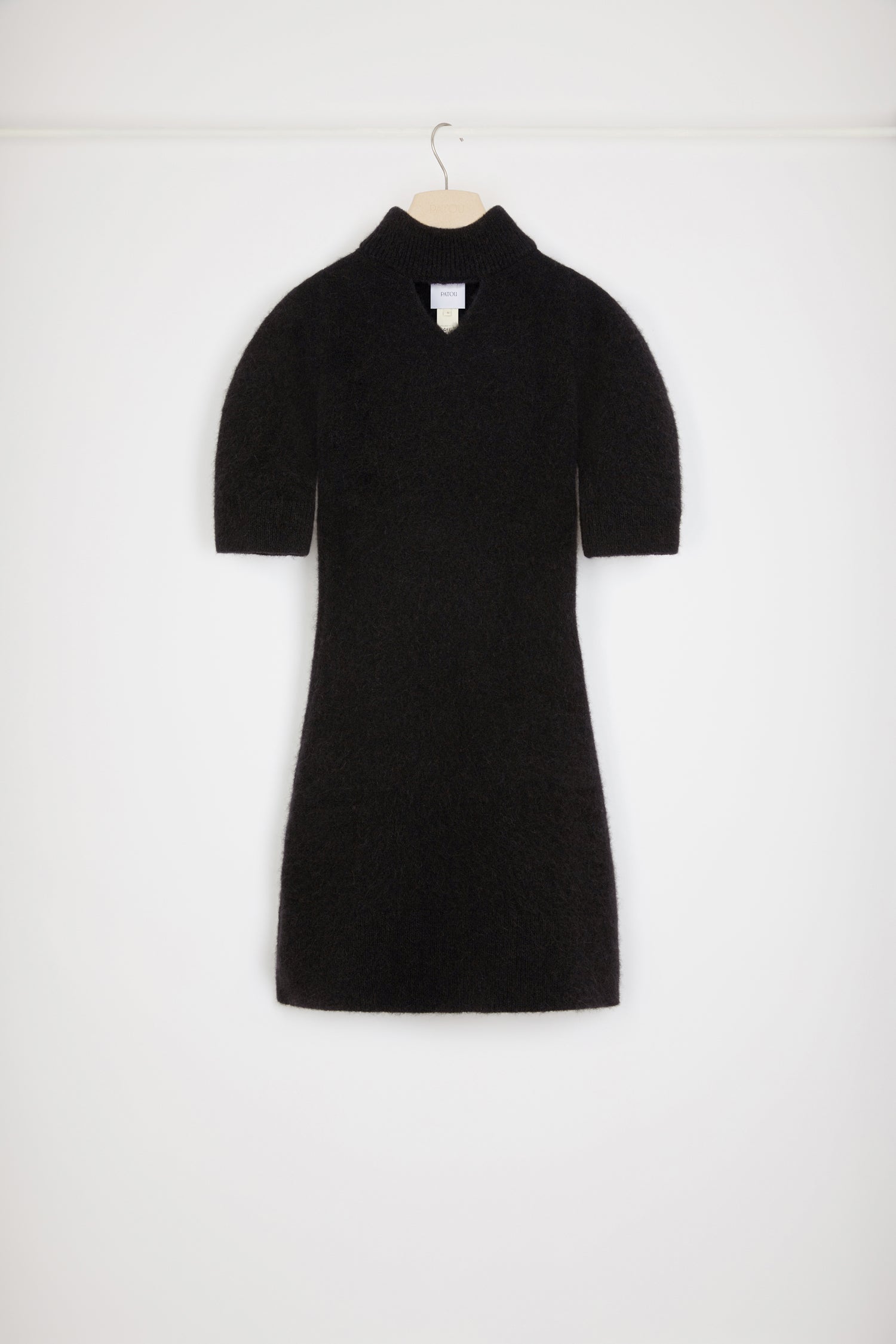 Patou H23KN1518065999B mini robe alpaga noire ajourée