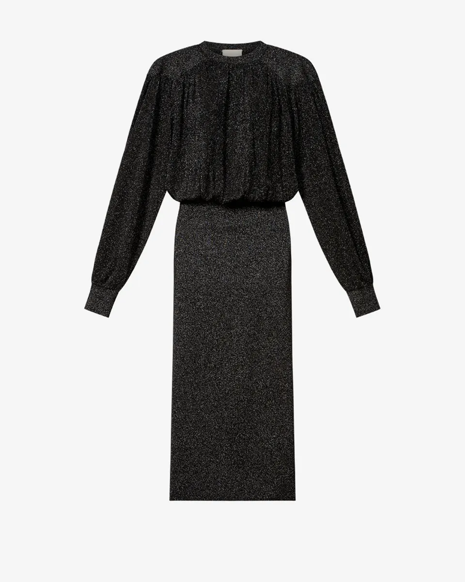 Isabel Marant Aliza robe mi-longue noire lurex