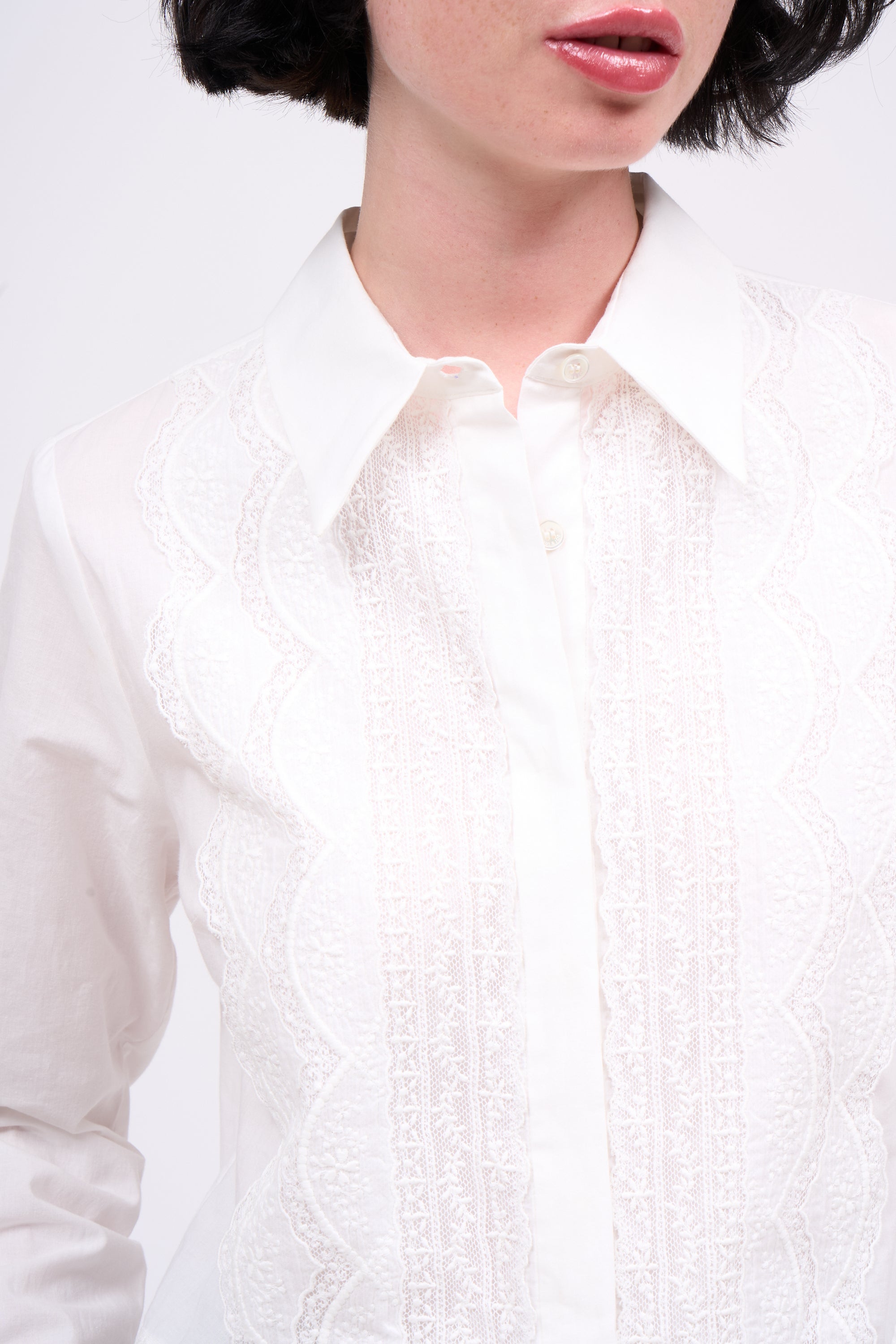 Paul & Joe Chemise Costabrava voile coton dentelle Blanc