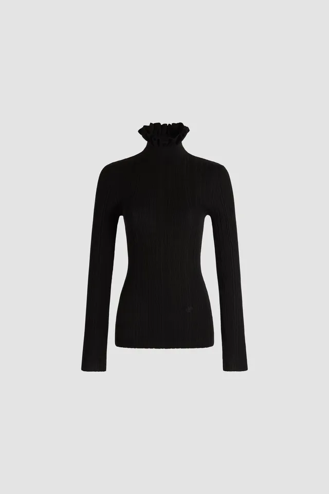 Patou KN351 pull col montant noir en laine mérinos