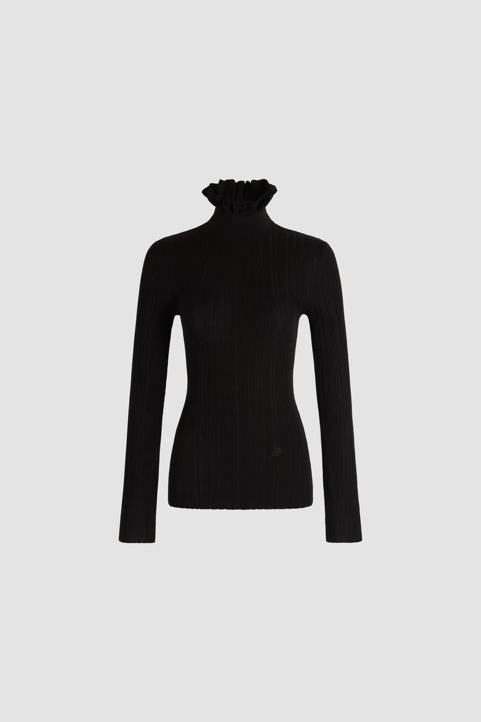 Patou KN351 pull col montant noir en laine mérinos