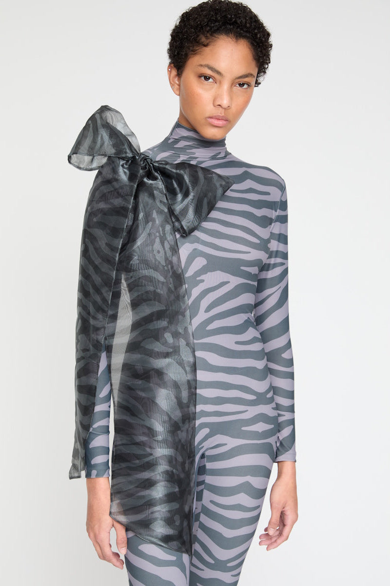 ATU Body Couture Tiger combinaison tigre gris nœud épaule