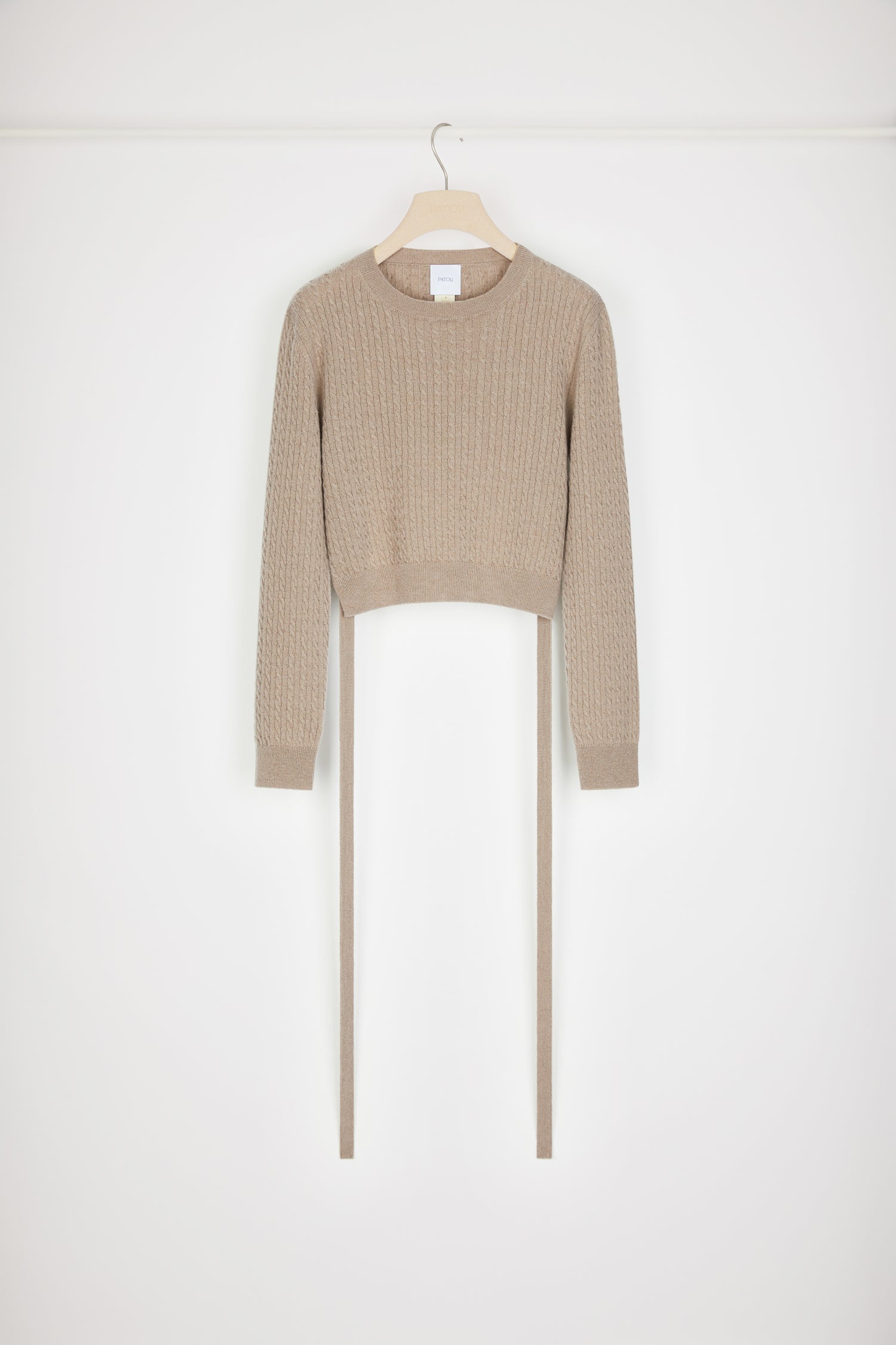 Patou KN123 pull laine cachemire beige dos ouvert S