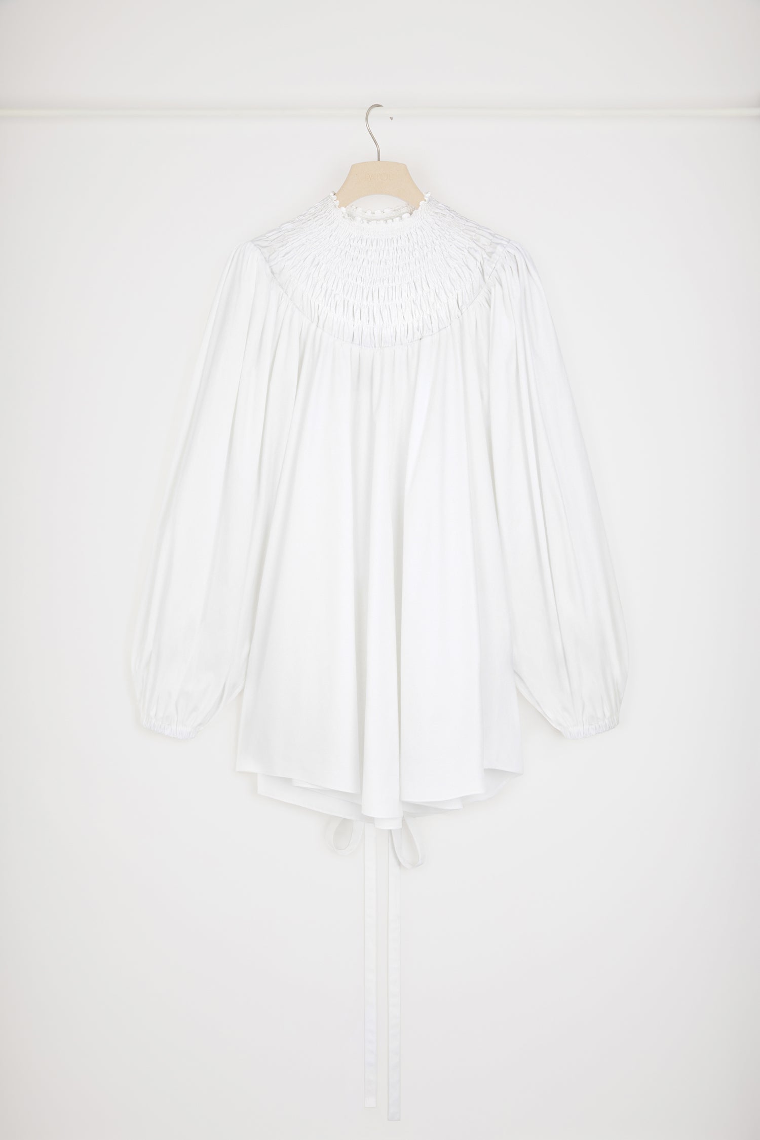 Patou Tops tunique blanche col smocké coton bio