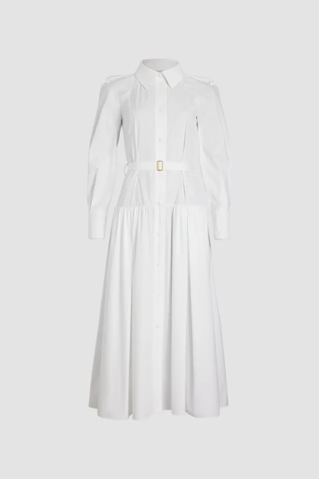 Patou DR154 robe chemise maxi coton bio blanche