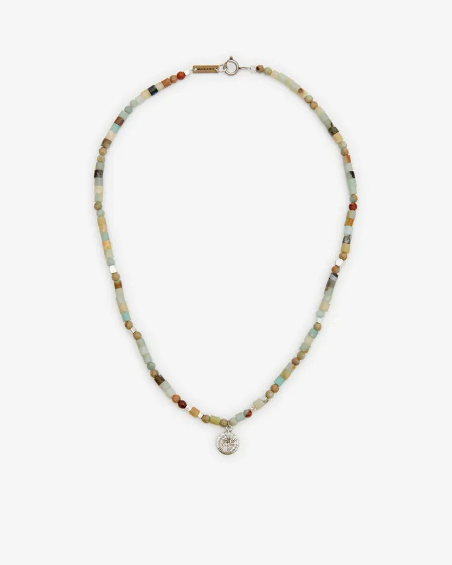 Isabel Marant Pierce collier pastel vert-argenté jaspe