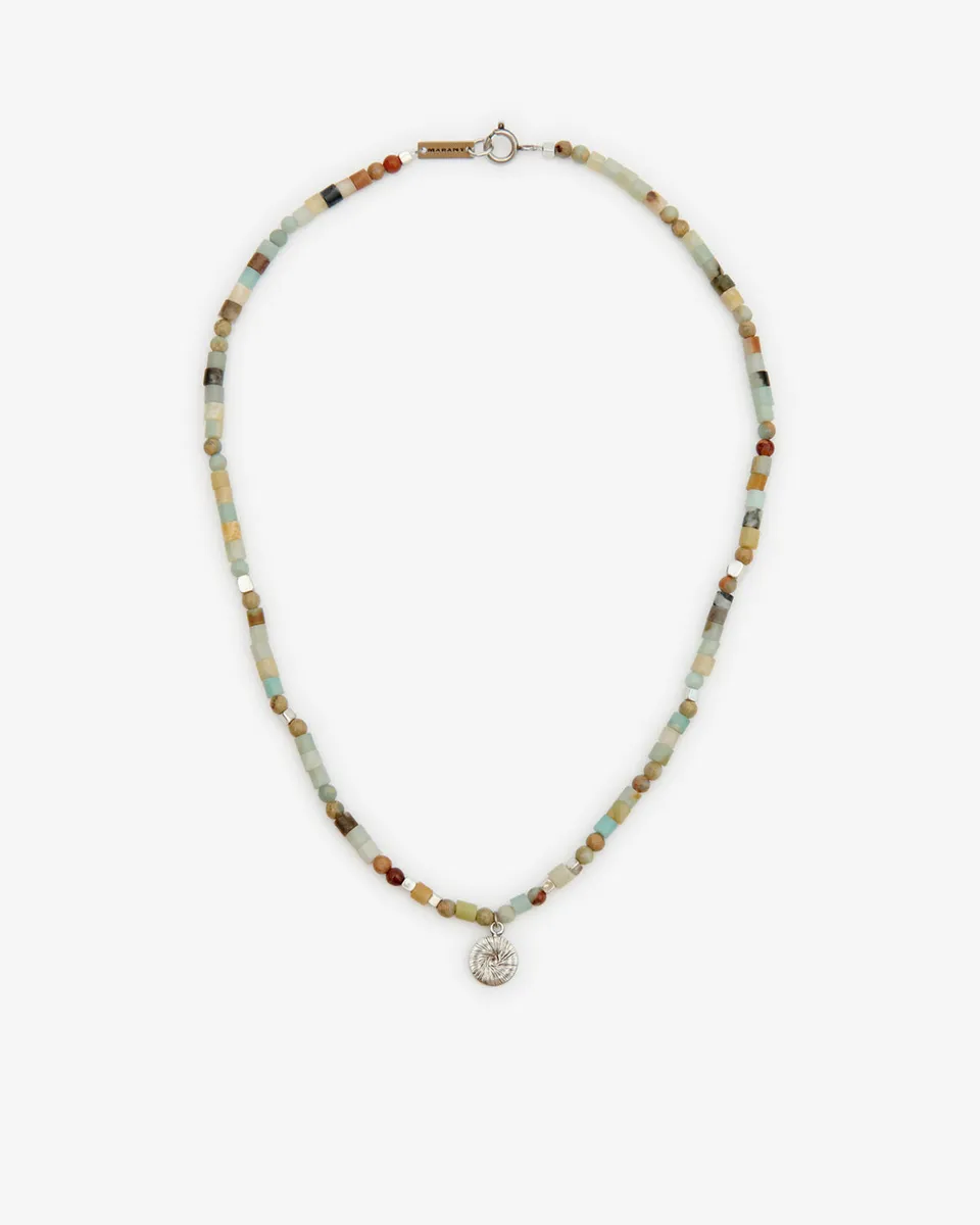 Isabel Marant Pierce collier pastel vert-argenté jaspe