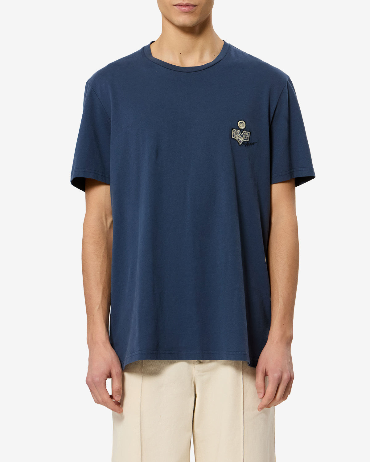 Isabel Marant Honoré t-shirt bleu marine coton logo brodé