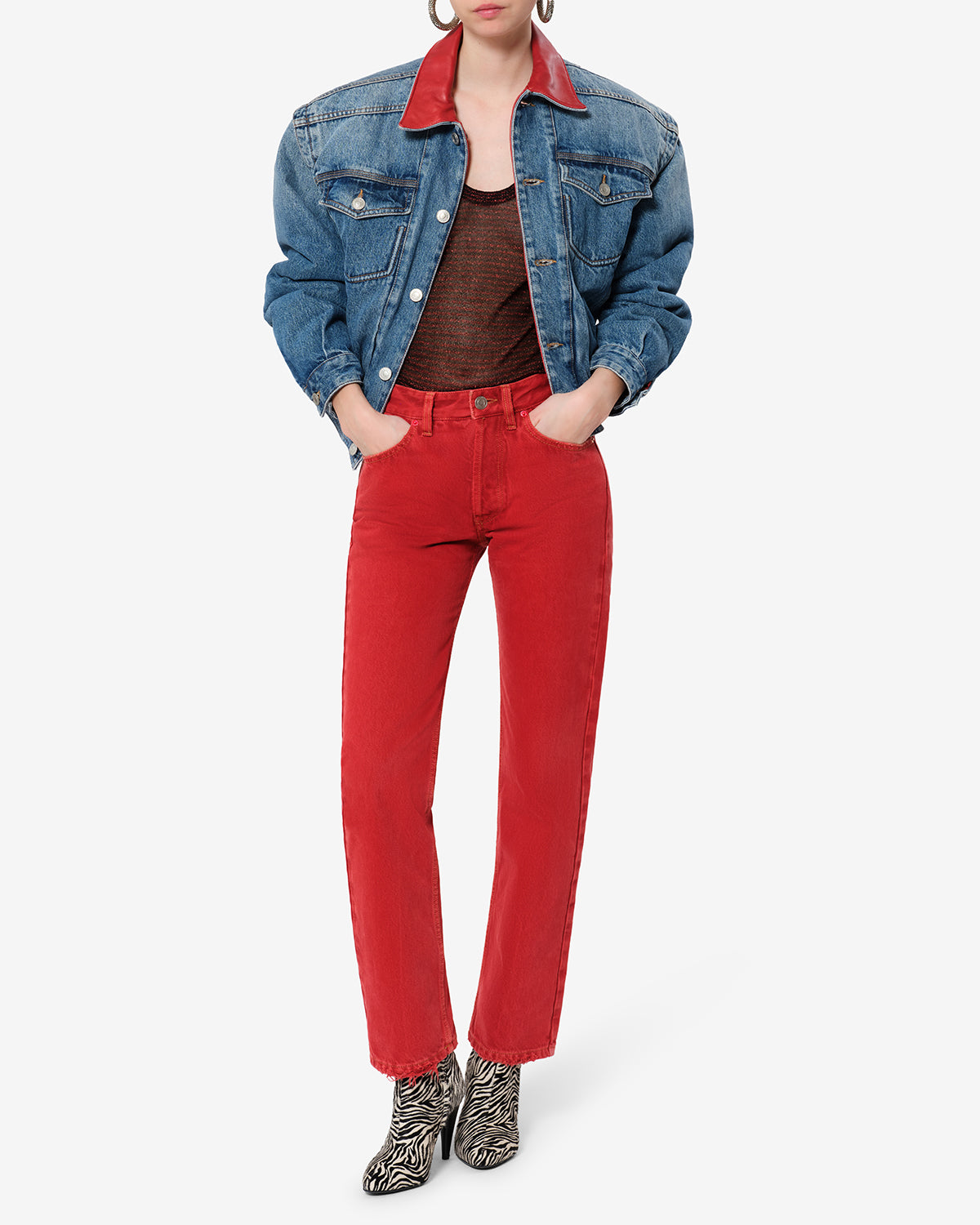 Isabel Marant Daya Regular jean rouge coupe regular