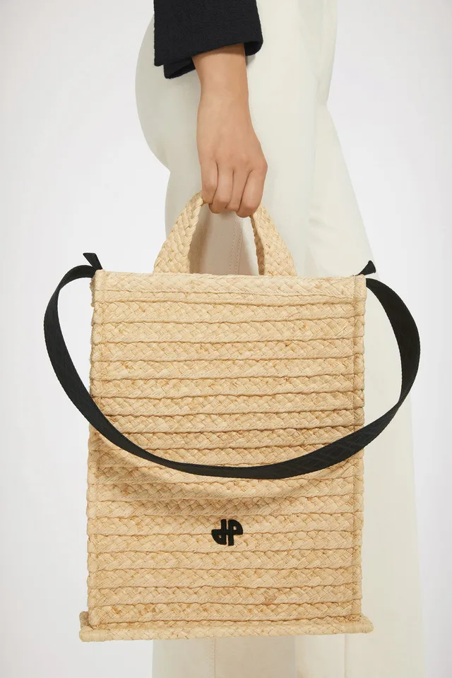 Patou tote JP AC062 raphia vanille vertical