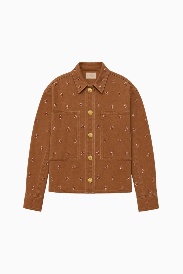 Ulla Johnson Bobbi UJ9905055 veste jean Umber brodée