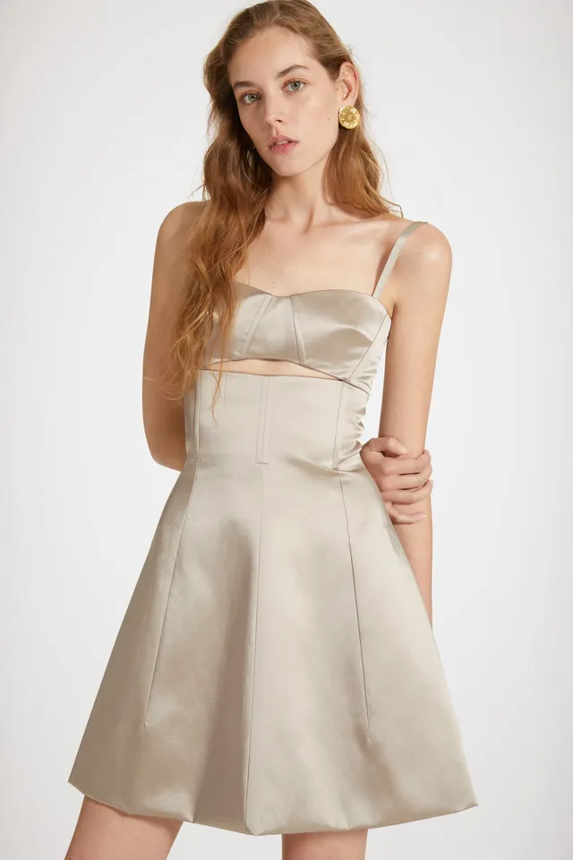 Patou DR111 robe satin coton bio gris Eiffel décolletée