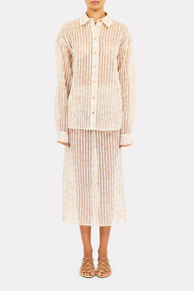 Ulla Johnson Laia Button Front Blouse chemisier Scallop nuage