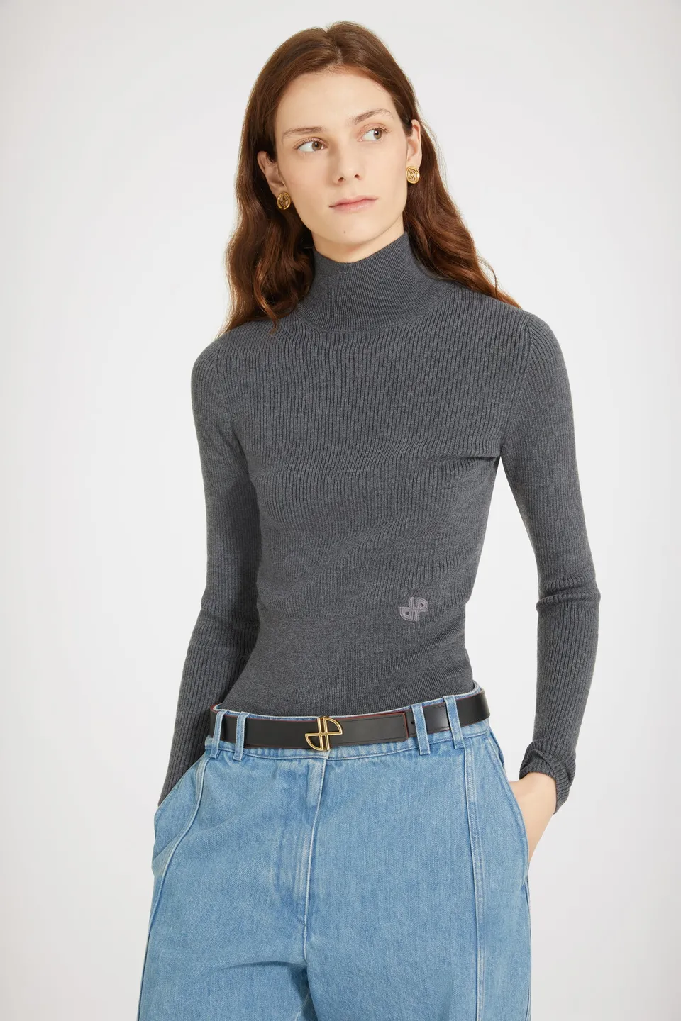 Patou Knitwear KN0588040963A pull col montant graphite