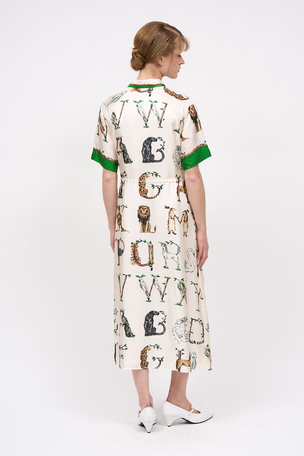 Paul & Joe July robe-chemise midi twill de soie imprimé alphabet