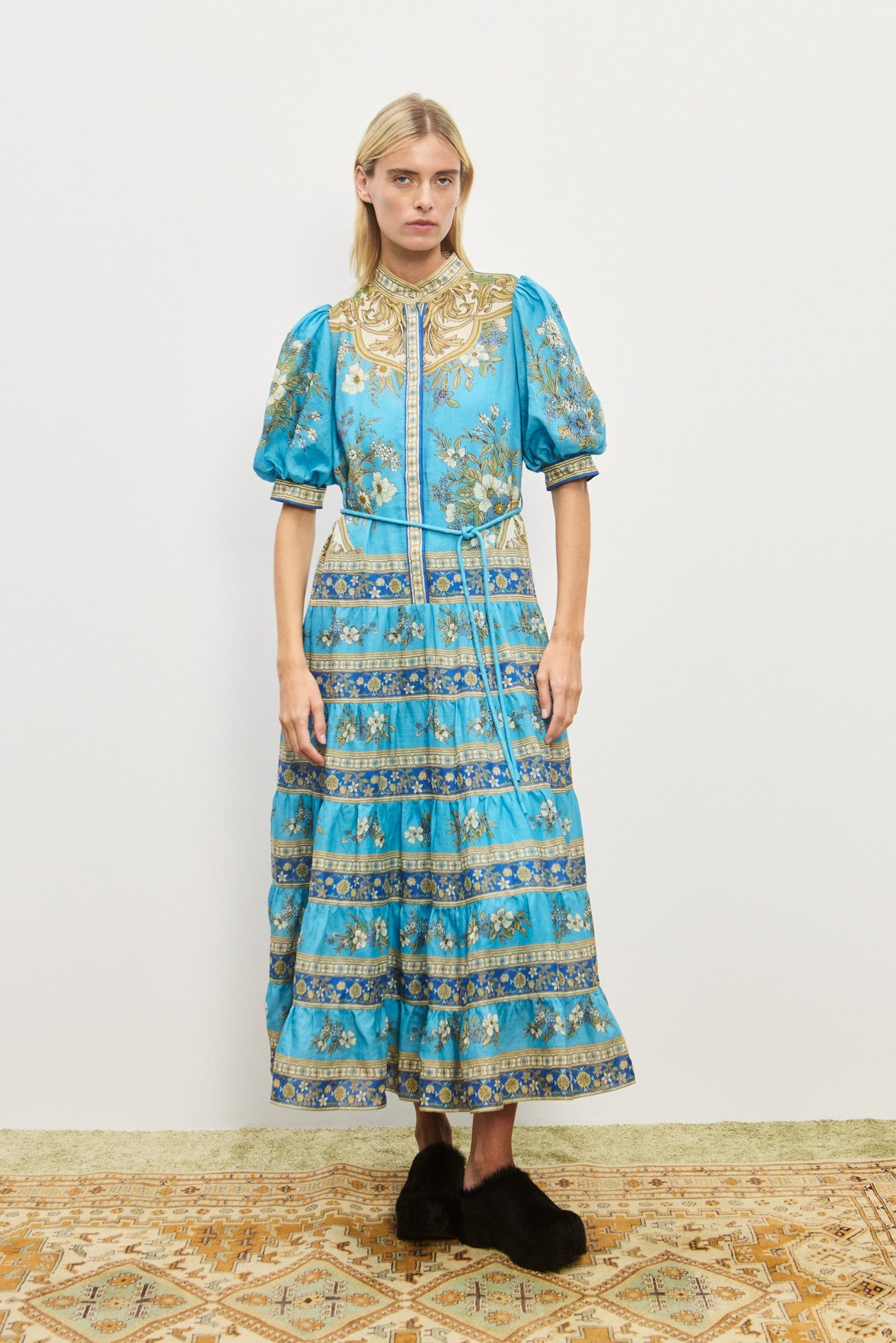Alemaïs Dresses Cassie Tiered Midi Dress robe ramie