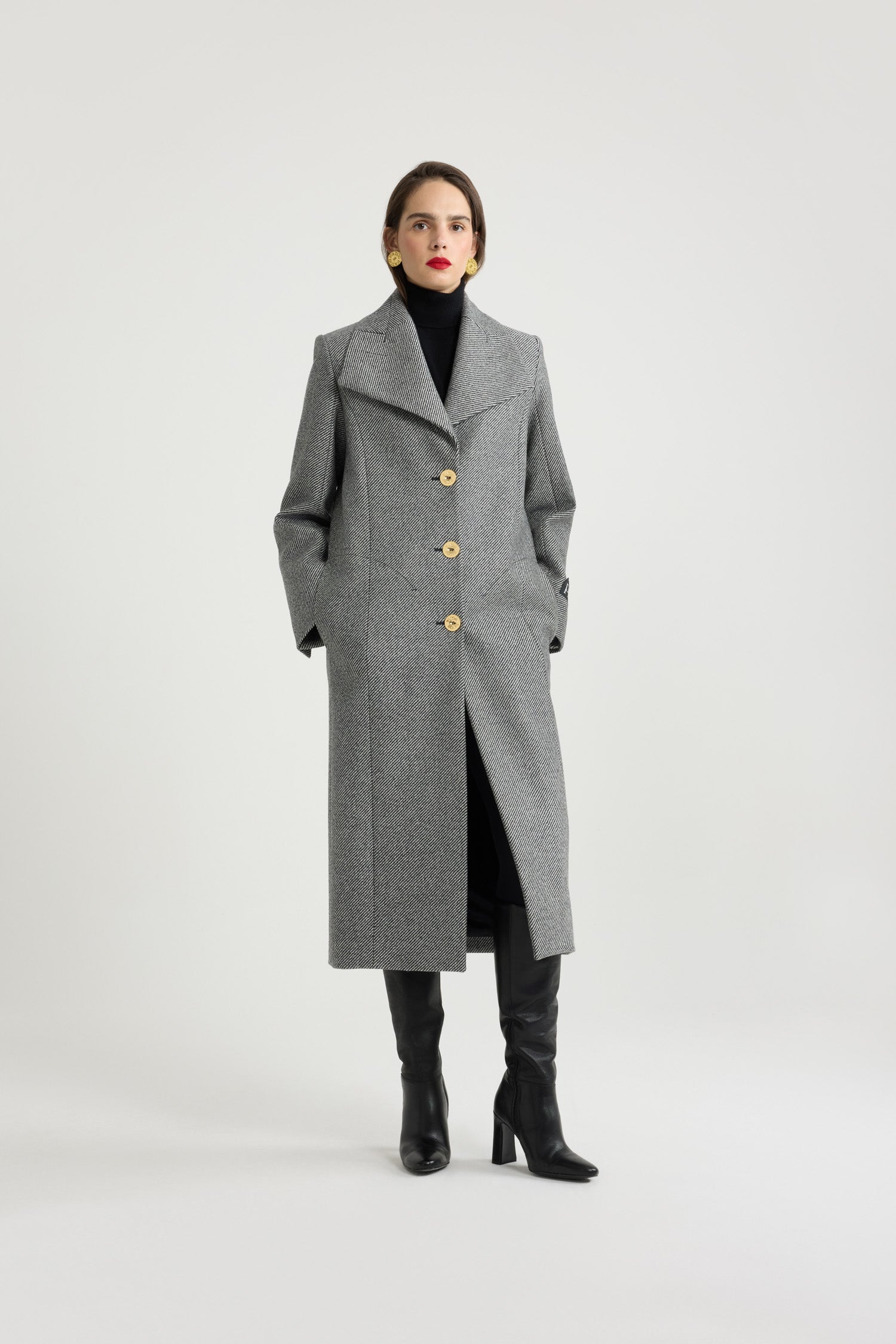 Patou CO017 manteau long laine Graphite gris