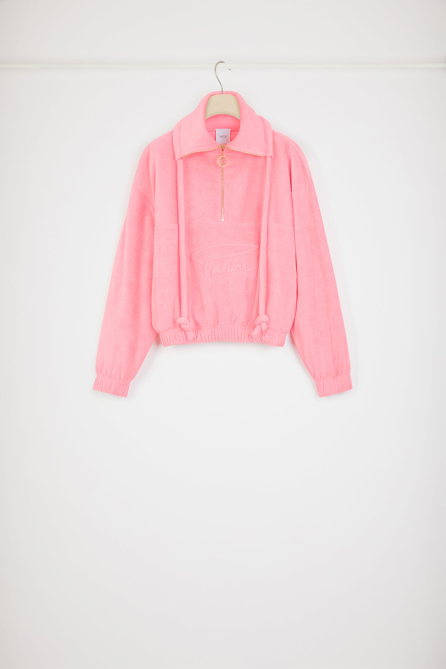 Patou JE102 sweat zippé rose coton bio éponge