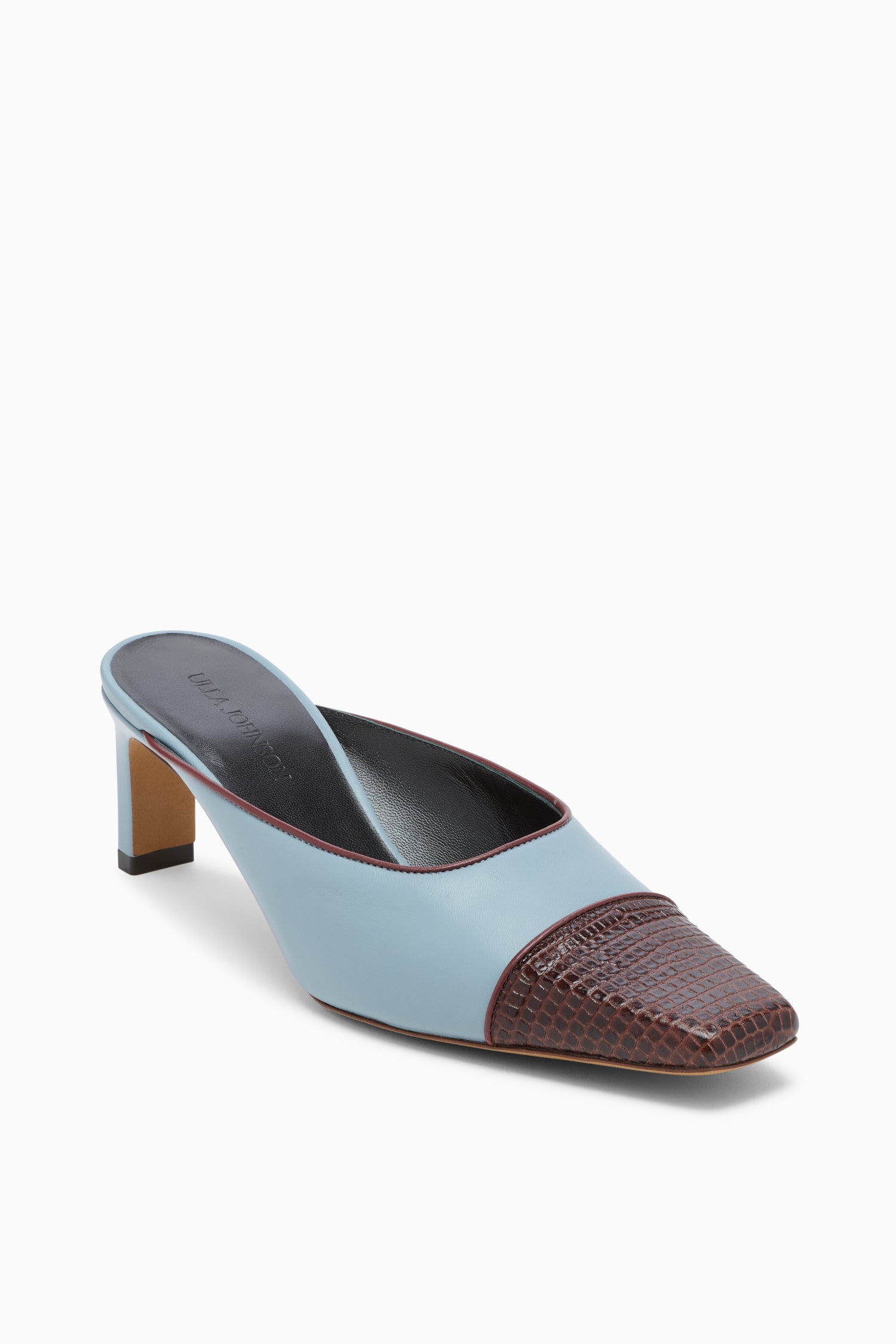 Ulla Johnson Carlyle FA261010 mule cuir Arctic bleu 60 mm