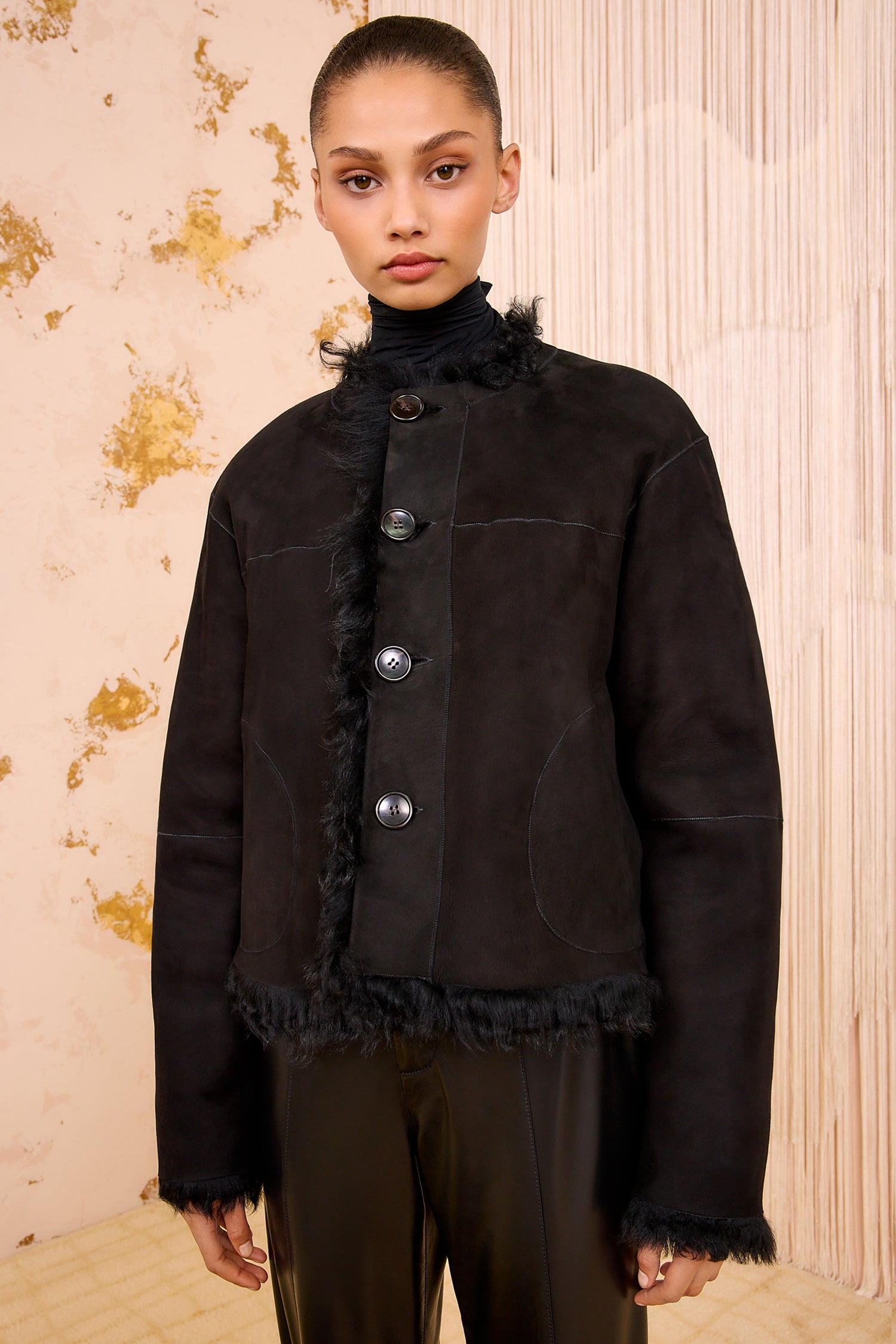 Ulla Johnson Irina manteau shearling Noir reversible