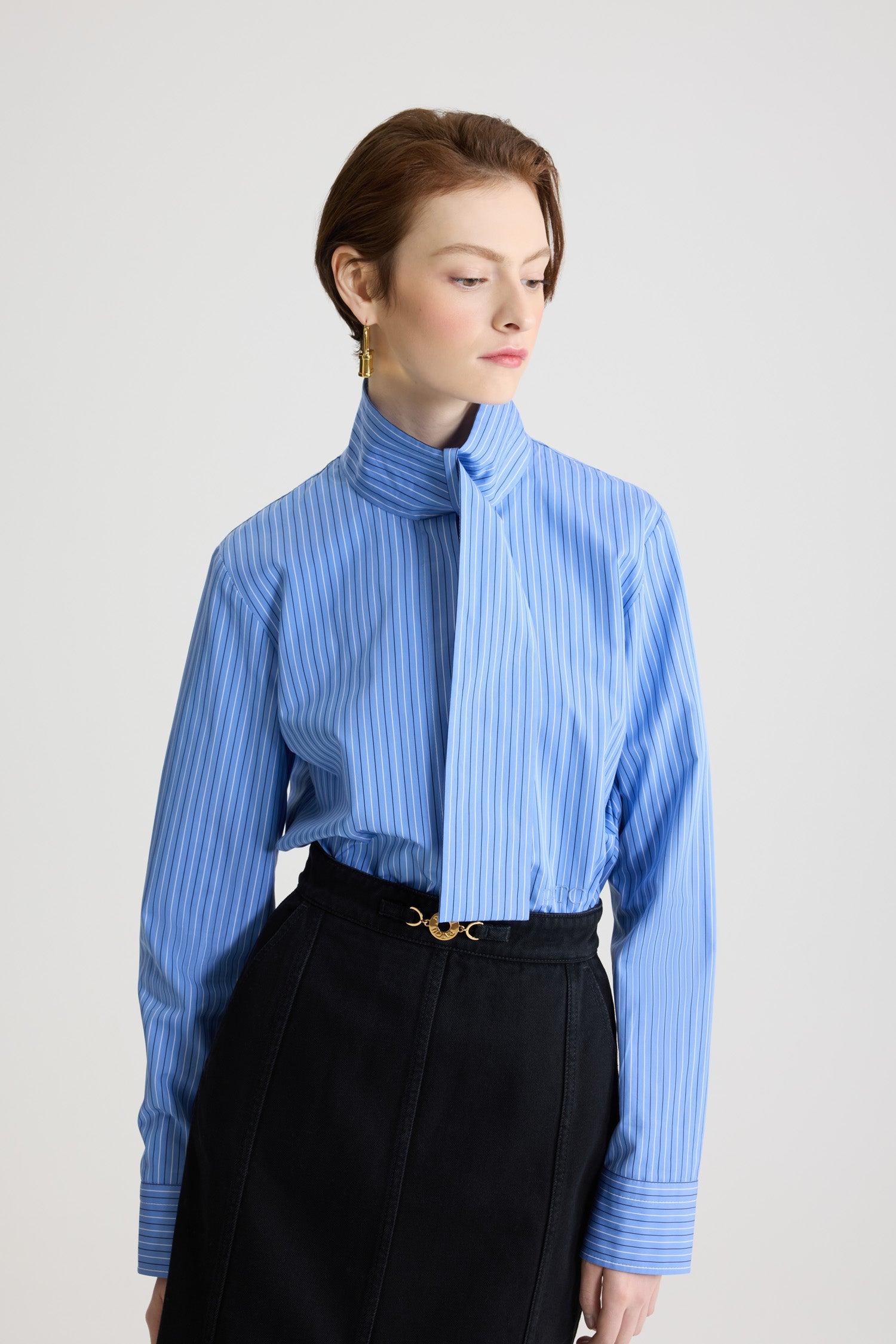 Patou H25BL04401905079 blouse coton bio Ice Blue Stripes 38