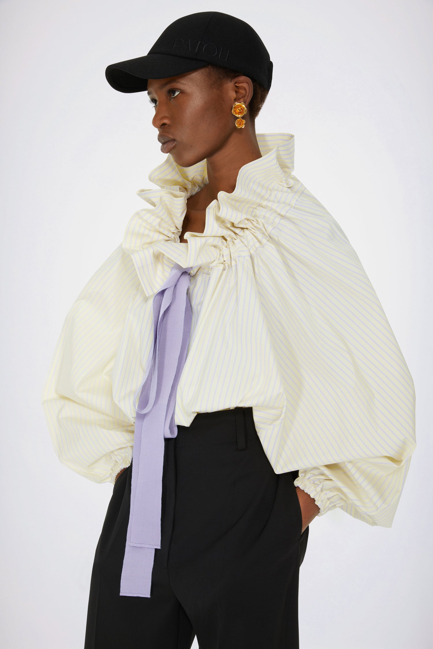 Patou Tops TO017 top manches bouffantes coton bio jaune